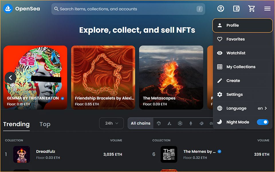 منصة OpenSea أكبر موقع NFT 8 توصيل اوبن سي مع المحفظة